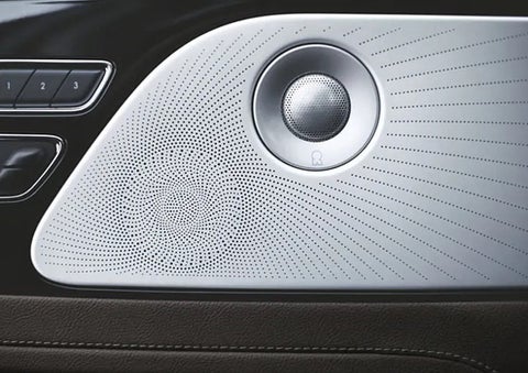 Two speakers of the available audio system are shown in a 2023 Lincoln Aviator® SUV | Karl Malone Lincoln in El Dorado AR