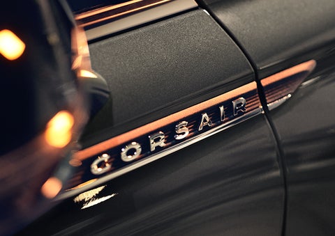 The stylish chrome badge reading “CORSAIR” is shown on the exterior of the vehicle. | Karl Malone Lincoln in El Dorado AR